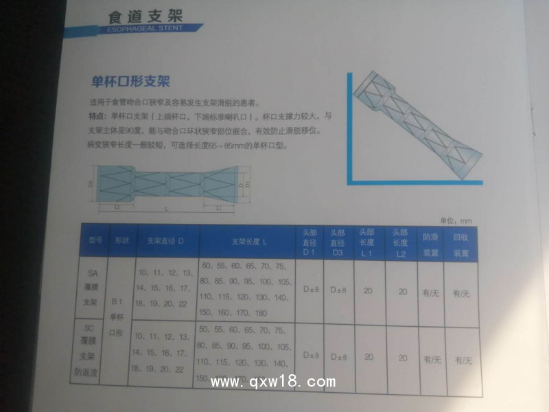 手術(shù)支架/不銹鋼支架/食道支架/直管型支架