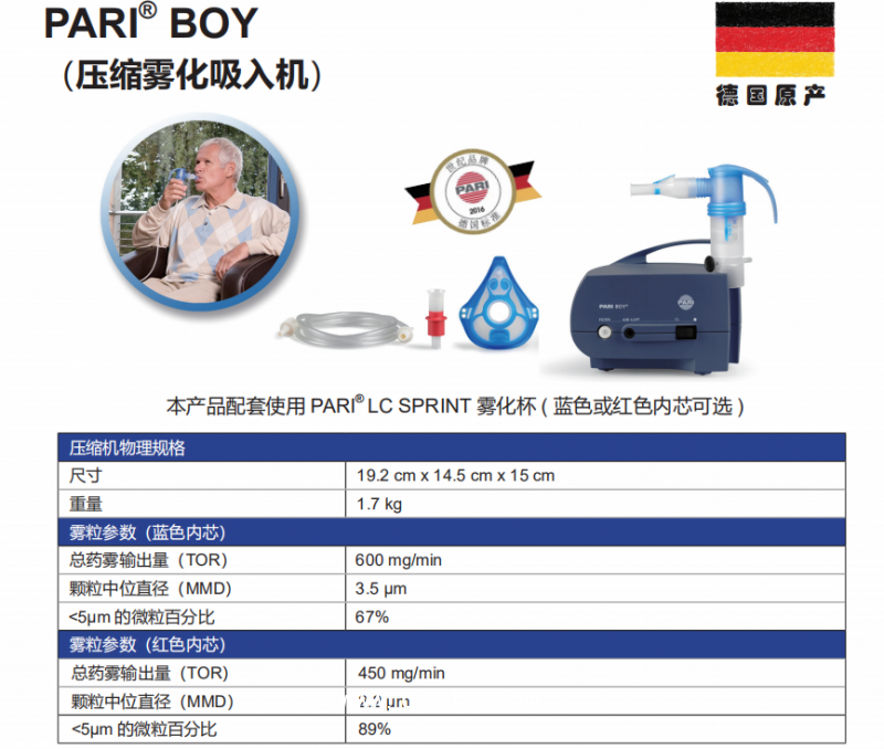 德國進口PARI霧化器 BOY醫(yī)用家用兒童成人霧化機