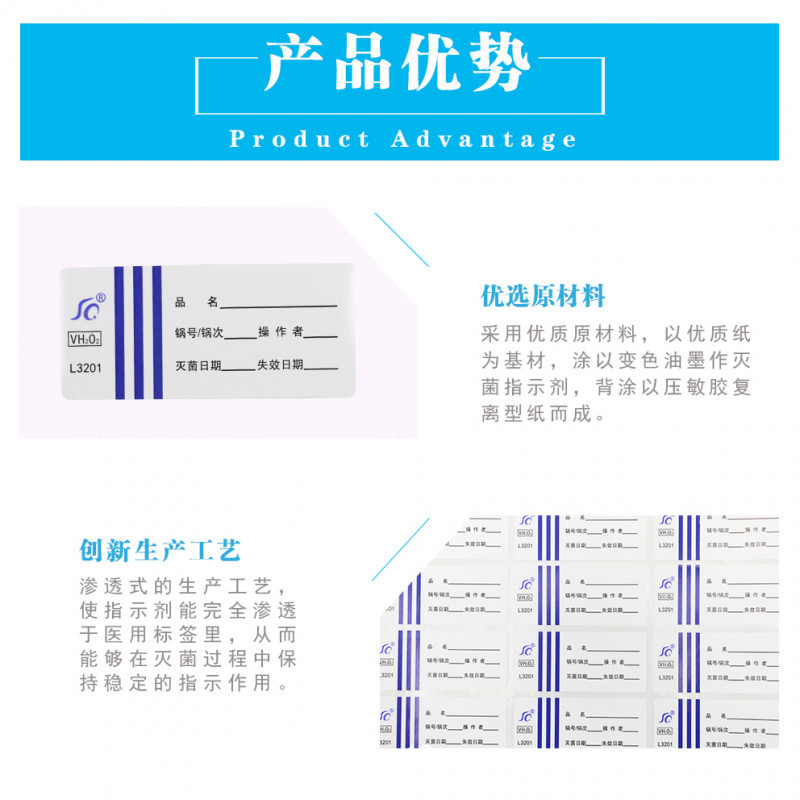 三強牌低溫滅菌器過氧化氫化學(xué)指示標簽1200片\包