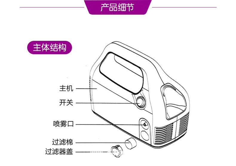 魚(yú)躍壓縮空氣式霧化器家用 403K兒童成人便攜式醫(yī)用級(jí)霧化機(jī)