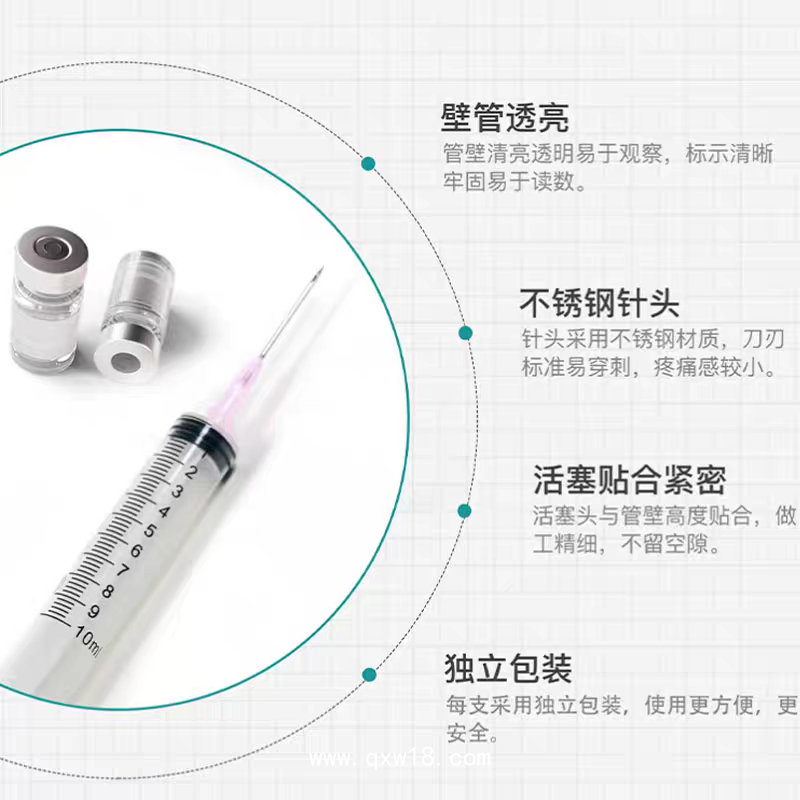 醫(yī)用無(wú)菌一次性配藥注射器直口針筒針管1ml2/3/5/10/20一毫升帶針