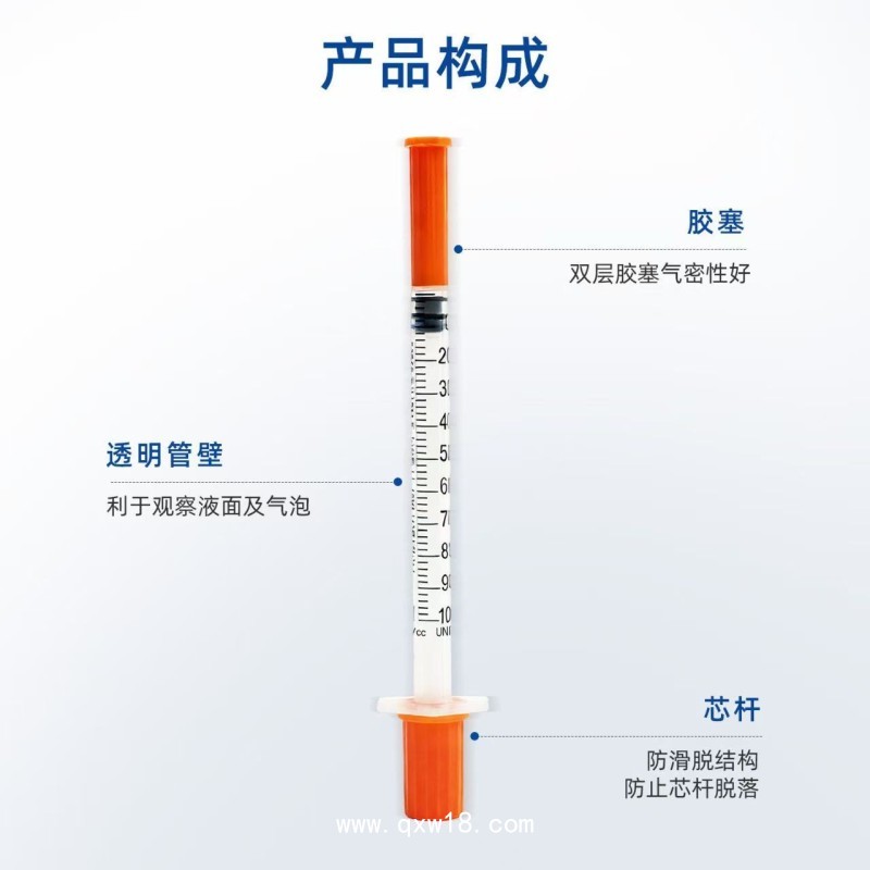 醫(yī)用一次性使用無(wú)菌注射器針管U40胰島素注射器1ml針管糖尿病家用